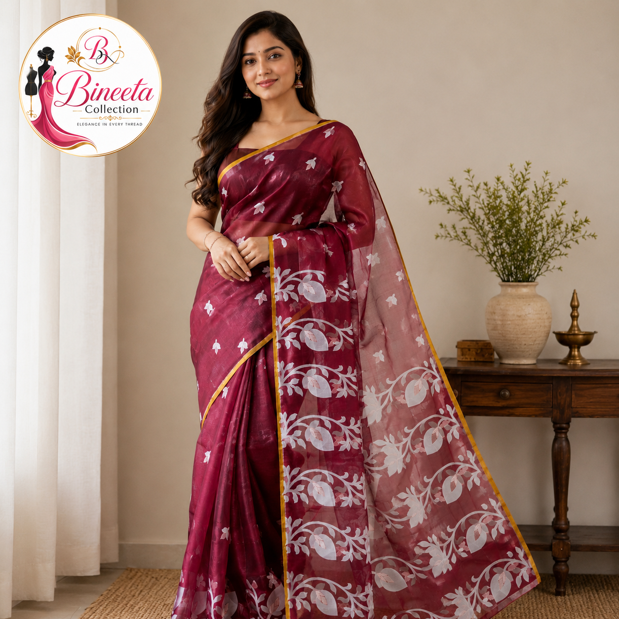 Organza silk saree