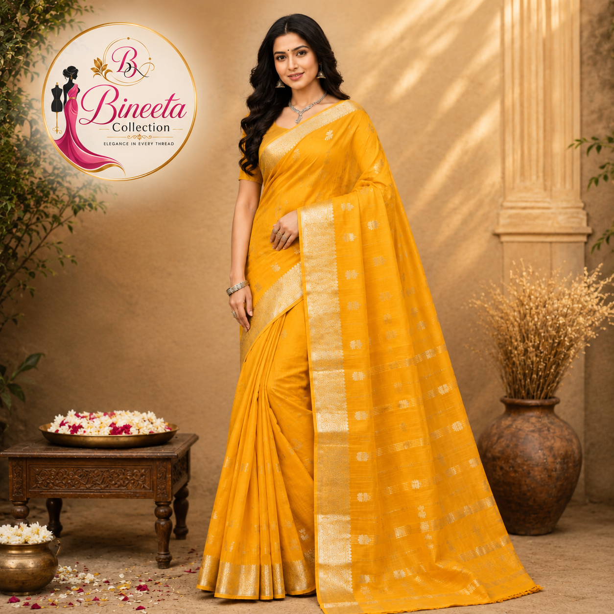 Cotton blended silk saree